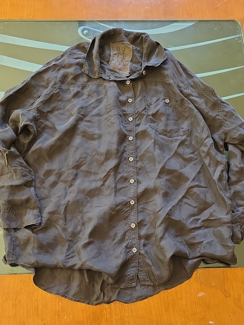 Women’s Relaxed Button-Down Shirt in Dark Charcoal